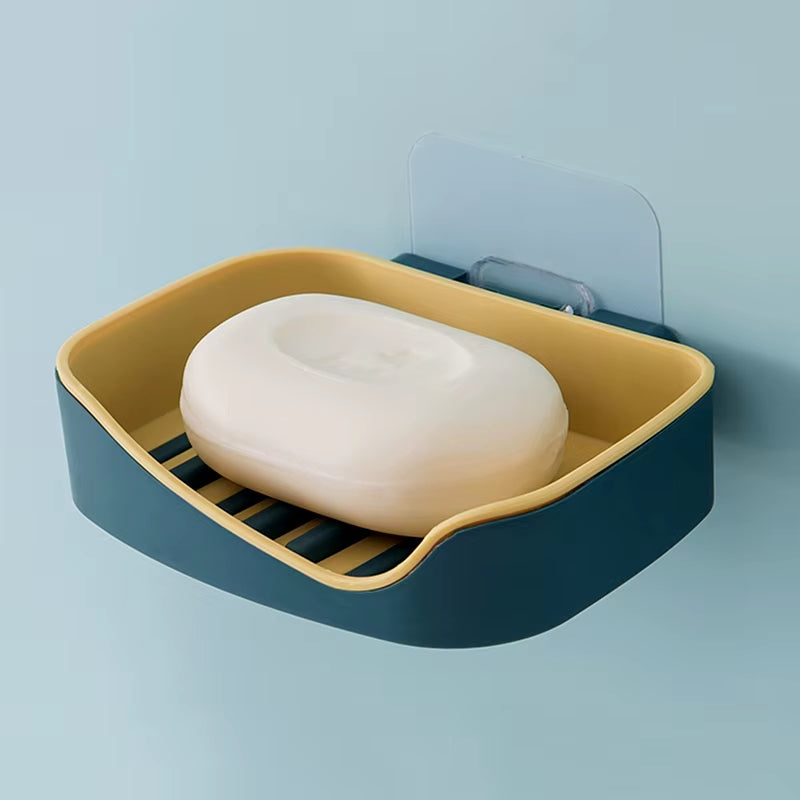 Wall Mounted Soap Holder Double Layer Soap Dish Sponge Drain Rack Storage Rack Soap Stand Bathroom Accessories Set