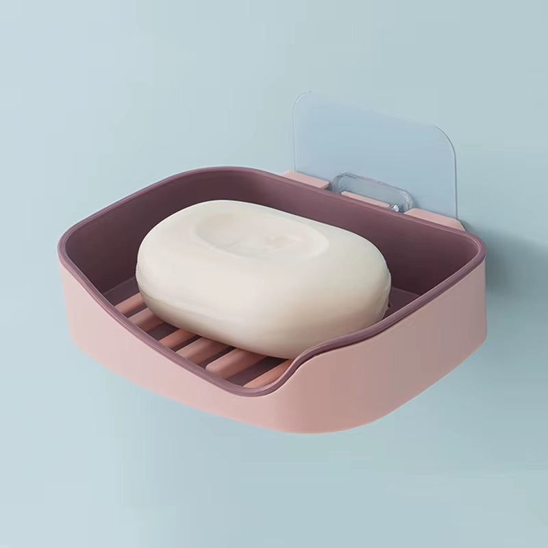 Wall Mounted Soap Holder Double Layer Soap Dish Sponge Drain Rack Storage Rack Soap Stand Bathroom Accessories Set