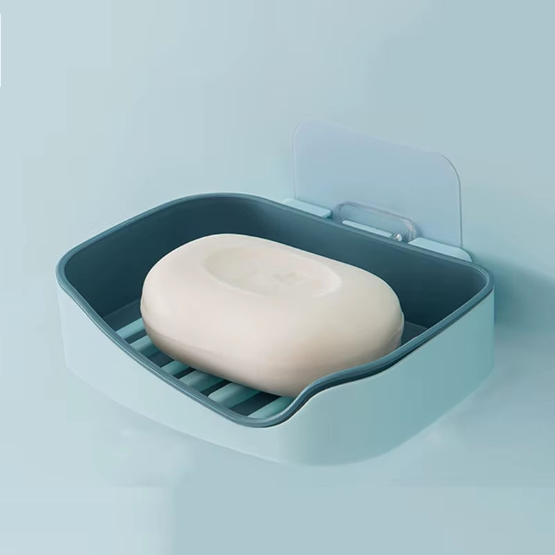 Wall Mounted Soap Holder Double Layer Soap Dish Sponge Drain Rack Storage Rack Soap Stand Bathroom Accessories Set